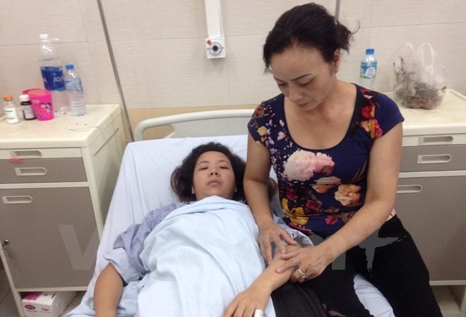 Hà Nội: Điều tra vụ thai phụ bị đánh chấn thương sọ não Nạn nhân Ngọc vẫn phải điều trị tại Bệnh viện đa khoa Đức Giang (Ảnh: PV/Vietnam+)