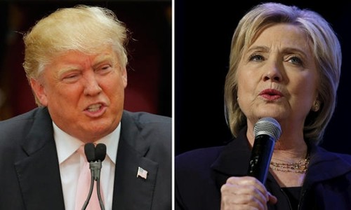 Mỹ bỏ phiếu sớm bầu tổng thống Ứng viên tổng thống đảng Cộng hòa Donald Trump (trái) và đảng Dân chủ Hillary Clinton. Ảnh: CBS News.