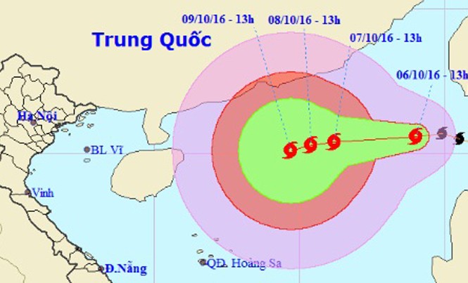 Bão số 6 tràn vào biển Đông, diễn biến phức tạp Vị trí và dự báo đường đi của cơn bão số 6. Nguồn: Trung tâm dự báo khí tượng thủy văn Trung ương.