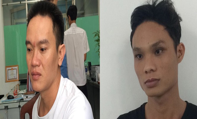 Bắt tú ông môi giới mại dâm trên mạng xã hội Hai nghi can Nhân Em và Lạc (áo đen). Ảnh: CA.