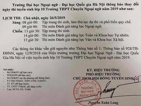 Thời gian, điều kiện thi vào lớp 10 THPT chuyên ngoại ngữ năm 2019 Thời gian, điều kiện thi vào lớp 10 THPT chuyên ngoại ngữ năm 2019