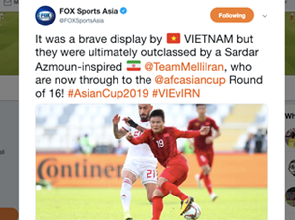 Báo chí châu Á khen màn trình diễn quả cảm của tuyển Việt Nam Báo chí châu Á khen màn trình diễn quả cảm của tuyển Việt Nam