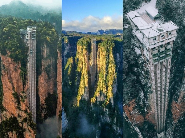 Đứng tim với thang máy ngoài trời treo dọc vách sa thạch hiện đang giữ 3 kỷ lục thế giới Đứng tim với thang máy ngoài trời treo dọc vách sa thạch hiện đang giữ 3 kỷ lục thế giới