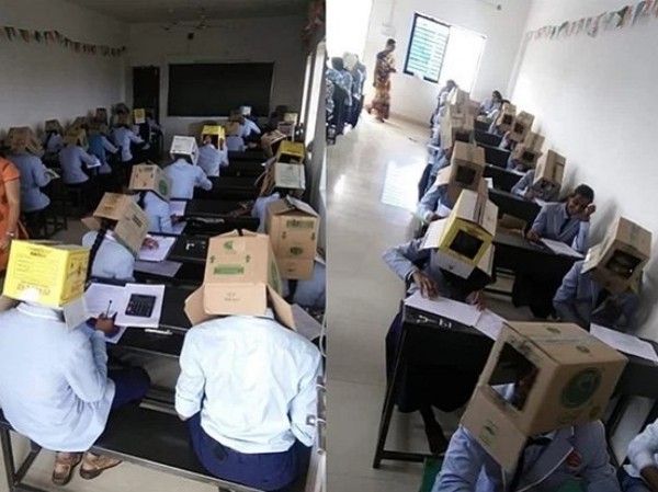 Sinh viên Ấn Độ phải đội thùng carton khi thi cử, trường học bị chỉ trích là nặng nề Sinh viên Ấn Độ phải đội thùng carton khi thi cử, trường học bị chỉ trích là nặng nề