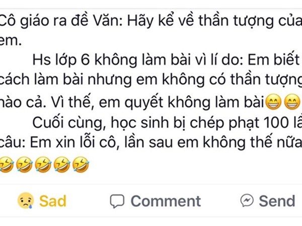 Học sinh bị chép phạt vì từ chối viết bài văn tả thần tượng Học sinh bị chép phạt vì từ chối viết bài văn tả thần tượng