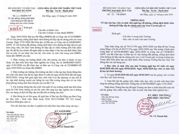 Nhiều trường Đại học ở Đà Nẵng cho sinh viên nghỉ học vì lo ngại dịch Corona Nhiều trường Đại học ở Đà Nẵng cho sinh viên nghỉ học vì lo ngại dịch Corona