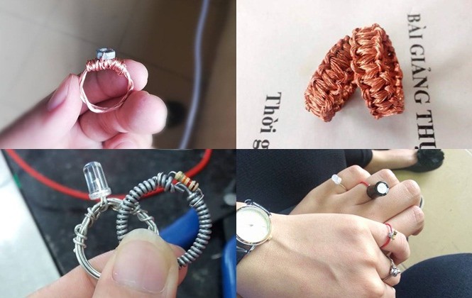 Bện Bện "nhẫn" dây đồng, gắn "kim cương" bu lông để tỏ tình