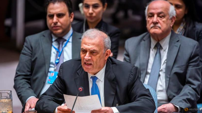 Ông Ziad Abu-Amr, thành viên Hội đồng Lập pháp Palestine, phát biểu trước Hội đồng Bảo an ngày 18/4. (Ảnh: Reuters)