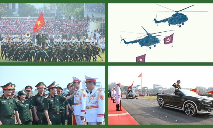 Thượng tướng Nguyễn Tân Cương thị sát hợp luyện diễu binh, diễu hành tại sân vận động Điện Biên 