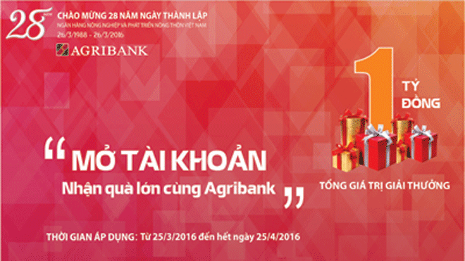 Mở tài khoản – Nhận quà lớn cùng Agribank 