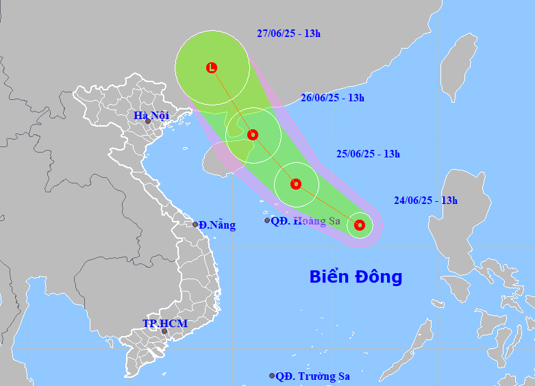 Vùng áp thấp trên Biển Đông mạnh lên thành áp thấp nhiệt đới