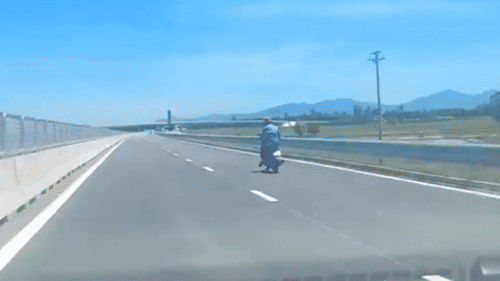 ‘Giật mình’ thấy xe máy, gia súc trên cao tốc Hà Tĩnh