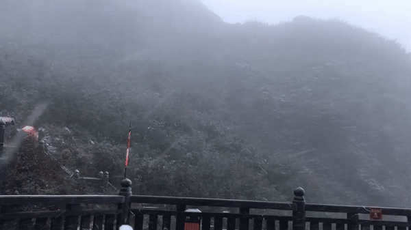 Mưa tuyết xuất hiện trên đỉnh Fansipan