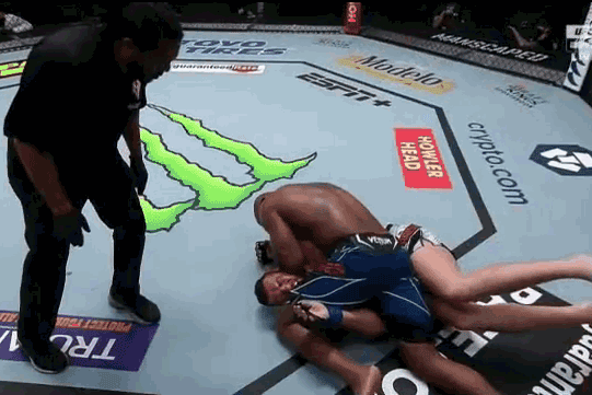 Don'Tale Mayes tung loạt đòn chỏ hạ knock-out đối thủ.