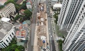 Cận cảnh đường vành đai 2 đoạn đầu cầu Vĩnh Tuy thênh thang sau mở rộng
