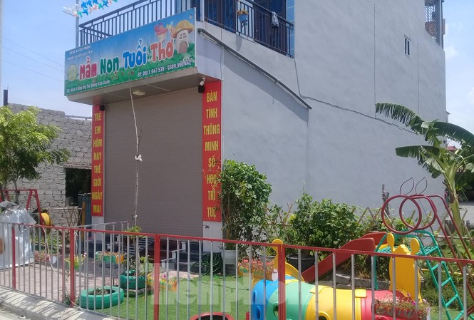 Tạm đình chỉ cơ sở mầm non tư thục có trẻ bị bỏng khi học kỹ năng Cơ sở mầm non Tuổi Thơ bị đóng của, tạm đình chỉ để đợi giải quyết vụ việc - Ảnh: Hoàng Long