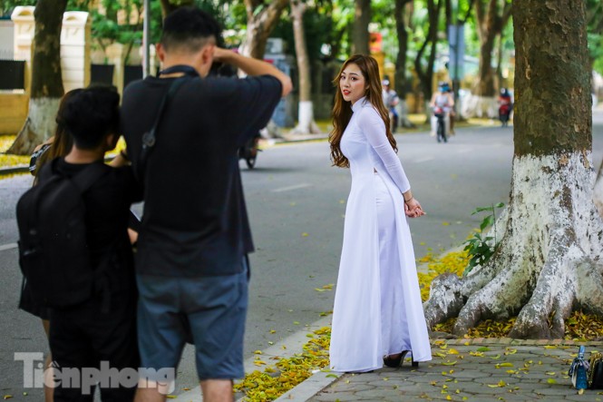 Nhan sắc thiếu nữ trong trẻo dưới nắng vàng mùa thu Hà Nội