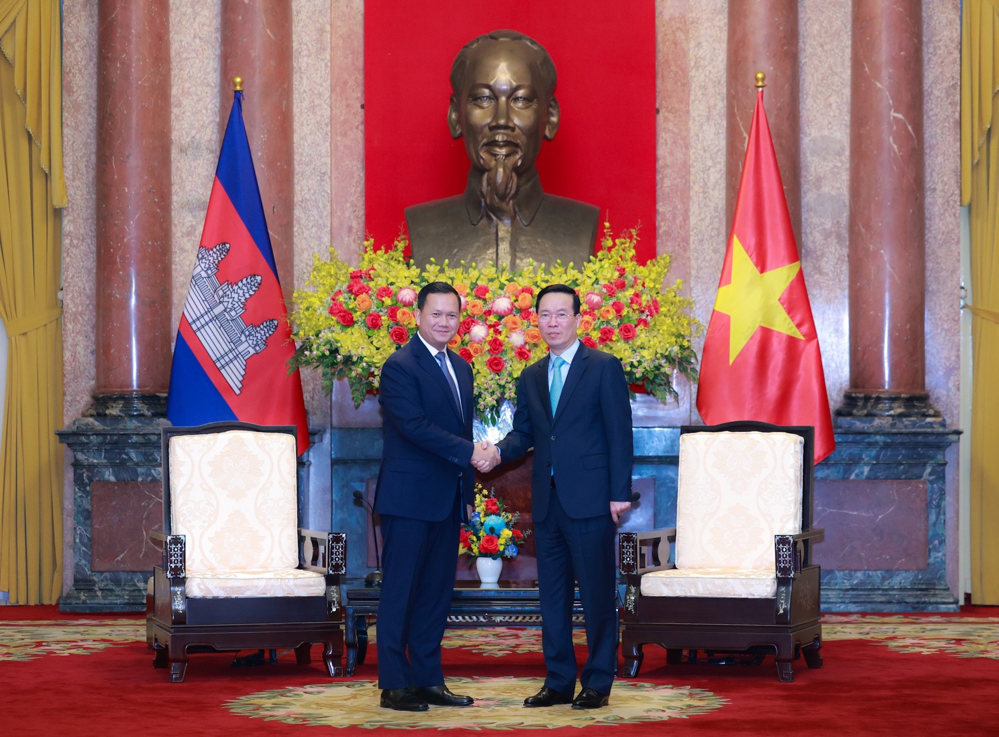Chủ tịch nước Võ Văn Thưởng tiếp Thủ tướng Campuchia Hun Manet ảnh 1