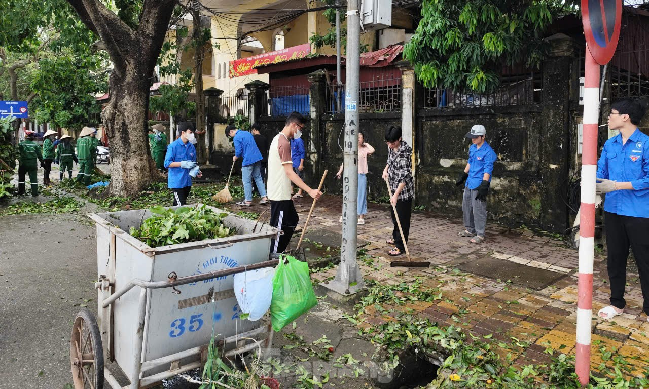 Sinh viên lội ruộng cứu lúa, khắc phục hậu quả bão số 3 ảnh 12