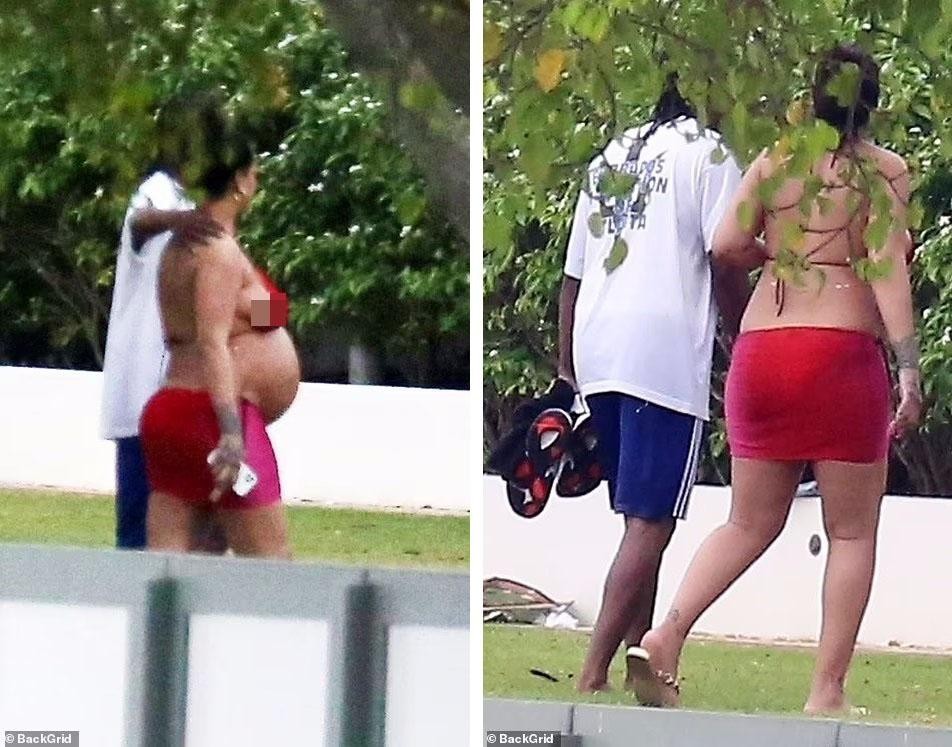 Pregnant billionaire Rihanna wears a bikini and goes to the beach leisurely before her boyfriend is arrested photo 2