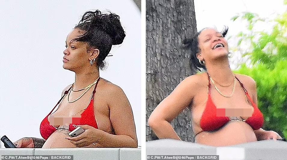 Pregnant billionaire Rihanna wore a bikini and went to the beach leisurely before her boyfriend was arrested photo 3