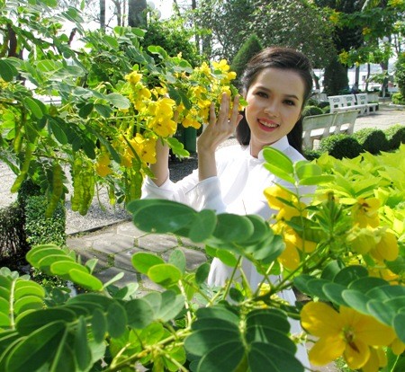 Hoa khôi SV Cần Thơ khoe sắc cùng hoa Xuân bến Ninh Kiều - ảnh 12