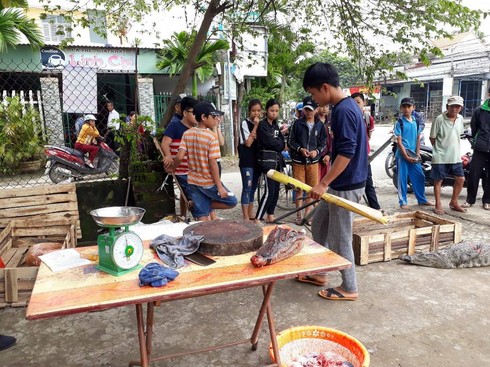 Xẻ thịt cá sấu bày bán ngay bên đường - ảnh 1