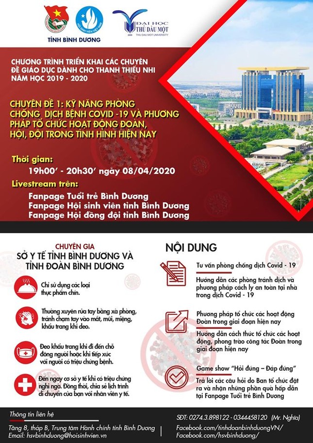 Hội Sinh viên tỉnh Bình Dương sinh hoạt chuyên đề trực tuyến ảnh 2