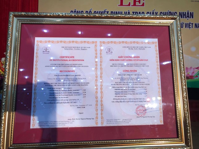 Lễ công bố quyết định và trao Giấy chứng nhận KĐCL giáo dục đối với HV Phụ nữ Việt Nam ảnh 2