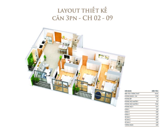 Khám phá căn hộ 3 phòng ngủ đa năng tại Khai Sơn City ảnh 1