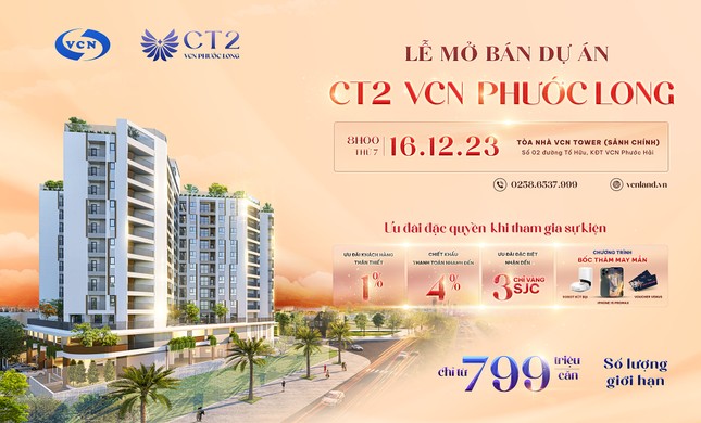 VCN mở bán căn hộ cao cấp CT2 VCN Phước Long chỉ từ 799 triệu đồng/căn hộ ảnh 1