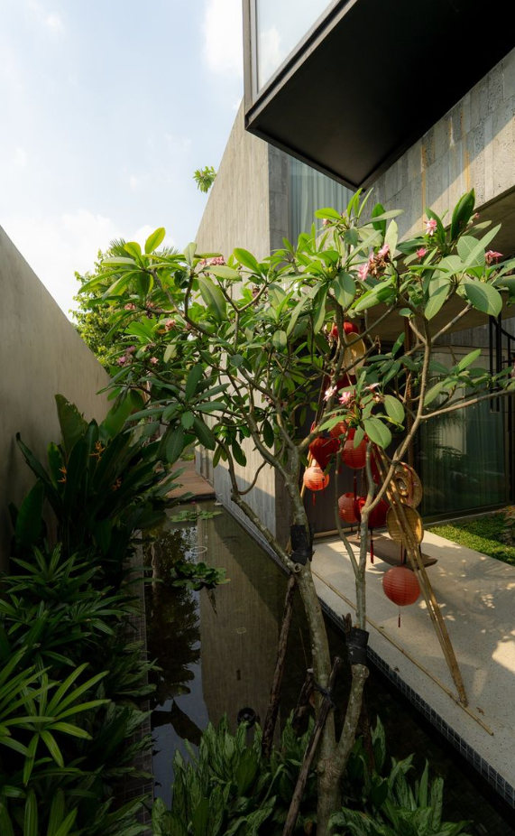 Phong cách nhiệt đới Á Đông kết hợp kiến trúc hiện đại trong căn biệt thự ven sông