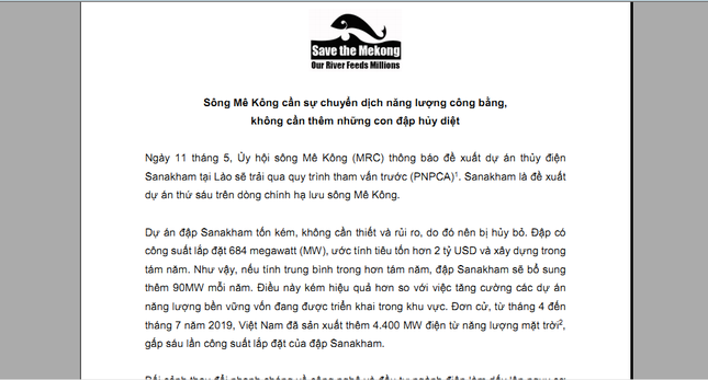 Kêu gọi dừng dự án thủy điện Sanakham ở Lào ảnh 1