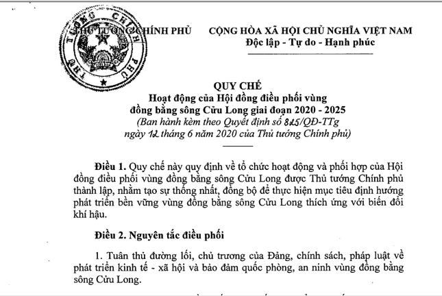 Hội đồng điều phối vùng ĐBSCL hoạt động như thế nào? ảnh 1