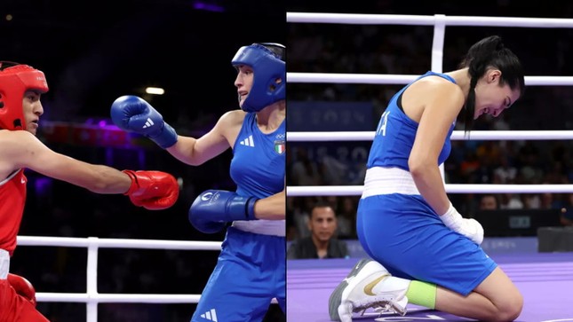 Female boxer cries after being punched too hard, forced to give up against opponent suspected to be a man at Paris Olympics photo 2