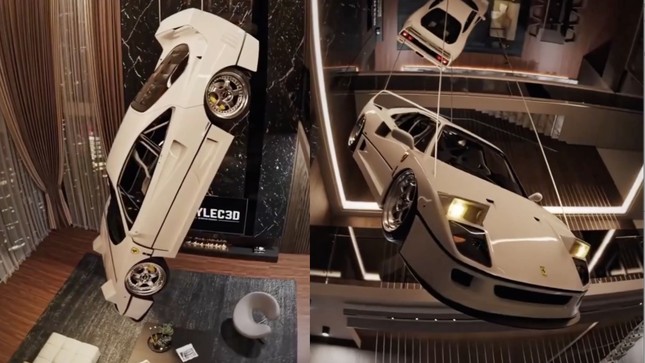 Đại gia sử dụng siêu xe Ferrari F40 làm đèn trần ảnh 1