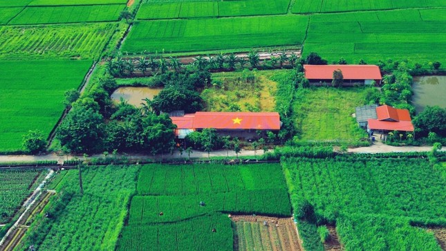 Lá cờ đỏ sao vàng rực rỡ trên mái nhà ảnh 1