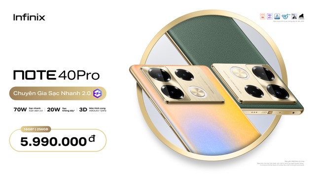 Infinix NOTE 40 Pro ra mắt: duy nhất trong phân khúc sạc nhanh 70W, sạc không dây 20W, màn hình cong 3D Amoled 120Hz ảnh 1