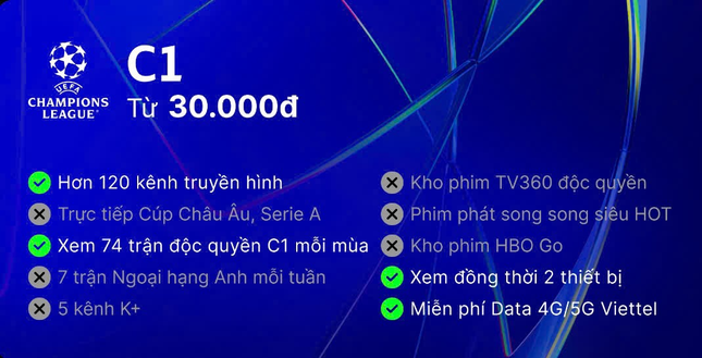 Đại tiệc Champion League trở lại trên TV360 cùng hệ gói cước mới siêu hấp dẫn ảnh 2