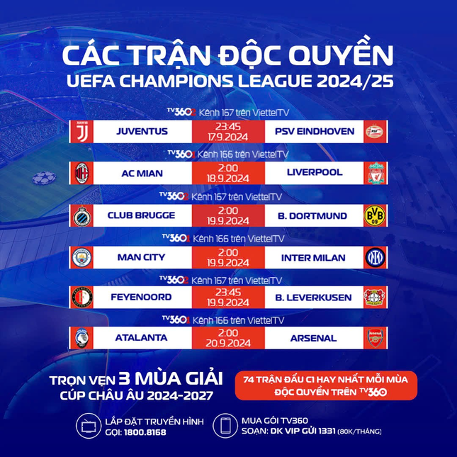 Đại tiệc Champion League trở lại trên TV360 cùng hệ gói cước mới siêu hấp dẫn ảnh 3