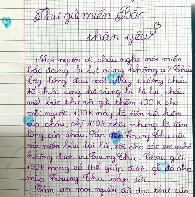 Tâm thư xúc động của bé gái bị từ chối góp tiền ủng hộ đồng bào vùng bão lũ ảnh 3