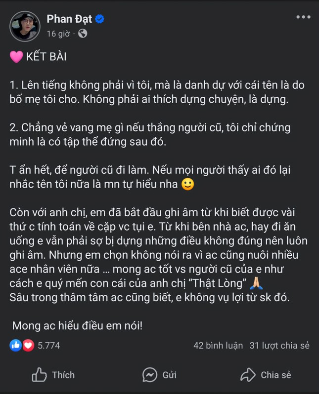 Phan Đạt đăng "kết bài" chấm dứt tranh cãi với vợ cũ nhưng lại ẩn ý drama mới ảnh 3