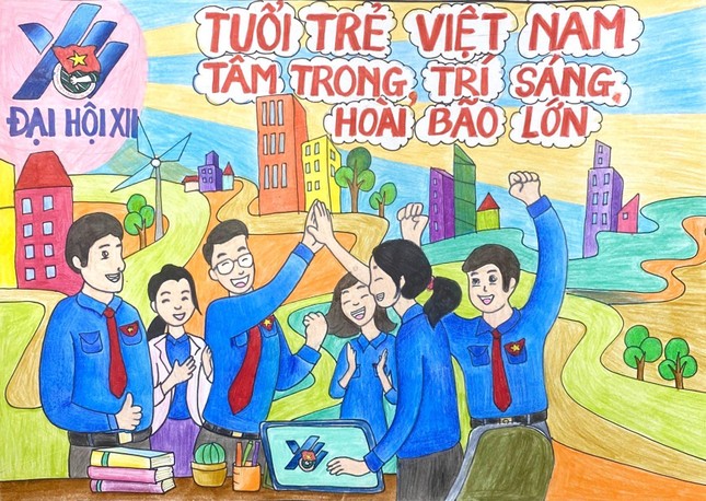 Ấn tượng tranh vẽ chào mừng Đại hội Đoàn XII ảnh 3