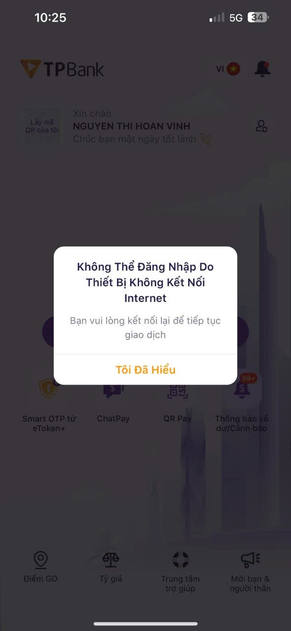 Giao dịch qua TPBank bị gián đoạn ảnh 1