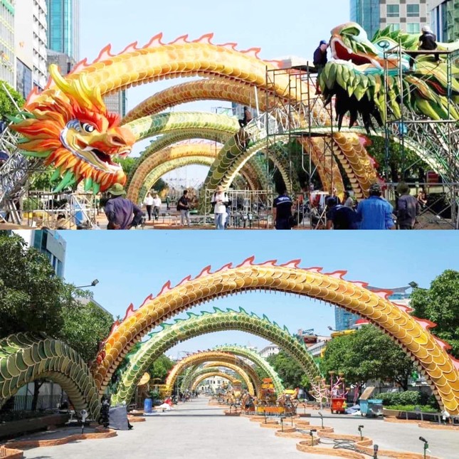 TP.HCM: Netizen "thả tim" cho bộ đôi rồng siêu đẹp tại đường hoa Nguyễn Huệ ảnh 2