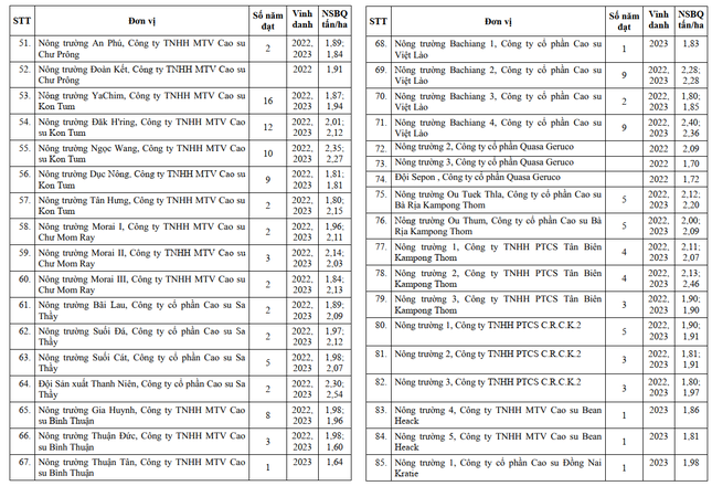 Tập đoàn Công nghiệp Cao su Việt Nam vinh danh công ty đạt năng suất trên 2 tấn/ha ảnh 7