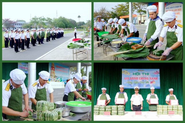 Chiến sĩ Hải quân, Cảnh sát biển thi gói bánh chưng chặt tay, lạt đều ảnh 1