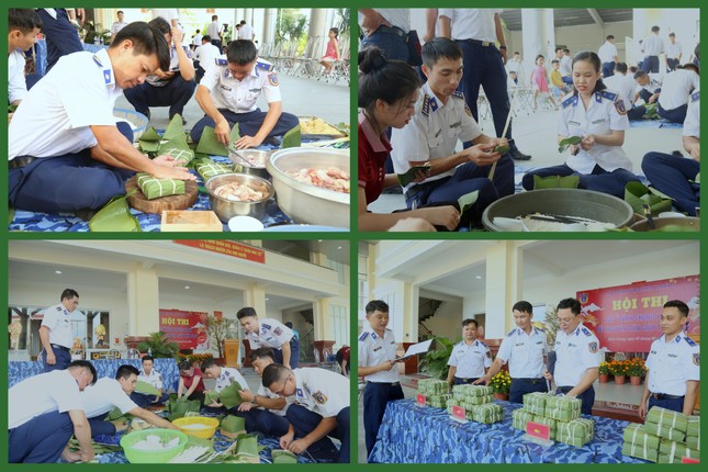 Chiến sĩ Hải quân, Cảnh sát biển thi gói bánh chưng chặt tay, lạt đều ảnh 4
