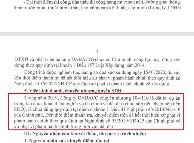 Thanh tra chỉ loạt vi phạm khu nhà ở của Dabaco tại Bắc Ninh ảnh 2