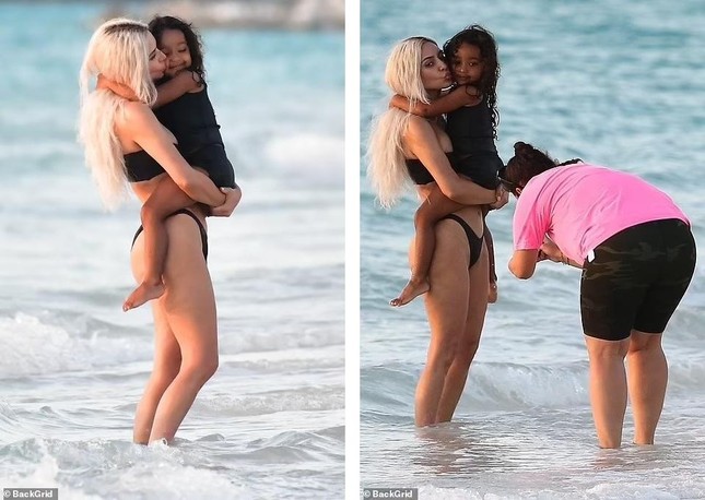 Kim Kardashian se muestra sumamente sexy en bikini cuando va a la playa con sus 4 hijos foto 7